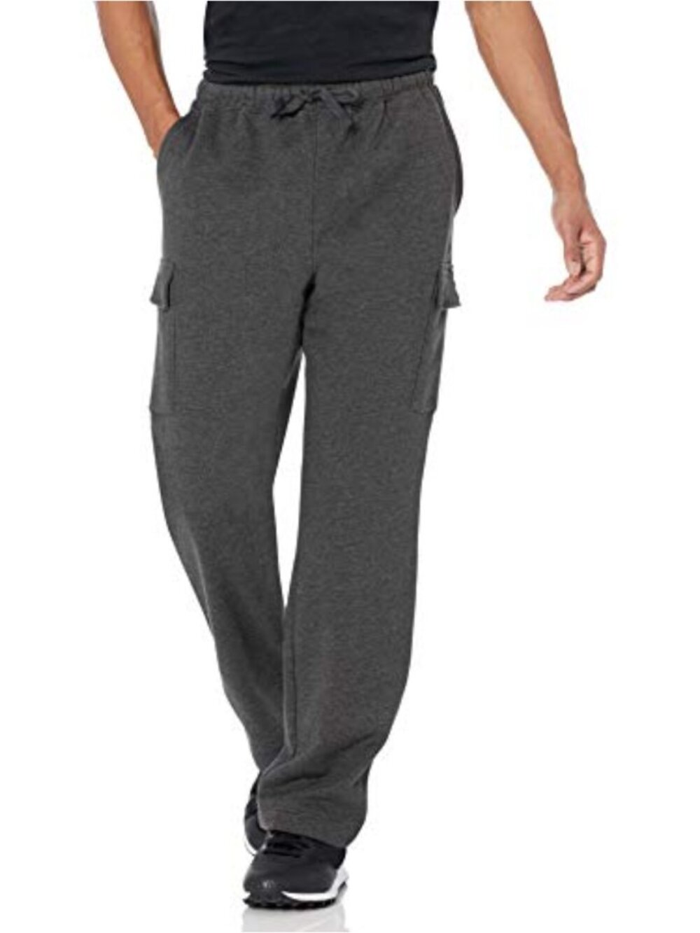Mens Cargo Fleece Sweatpants Relaxed Fit Cotton Polyester Drawcord
